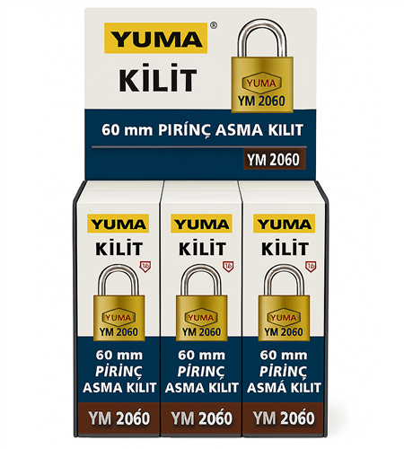Yuma YM2060 Sarı Kaplama Pirinç Asma Kilit 60 mm