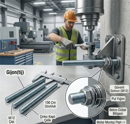 Gijon Galvanizli Saplama (TİJ) M12 100 cm