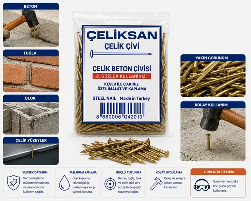 Çeliksan Sarı Kaplama Çelik Çivi 3x40 mm