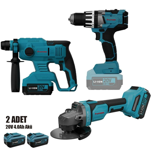 CAT4235SET Akülü Vidalama, Taşlama, Kırıcı Delici Set 3'lü set