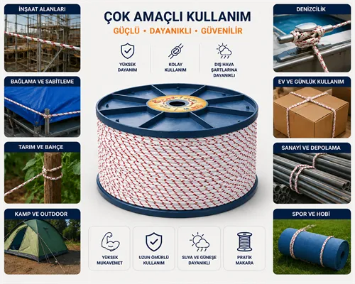 İpek Örme Halat (İskota) 10 mm (Mtr 63 GR) Özkul