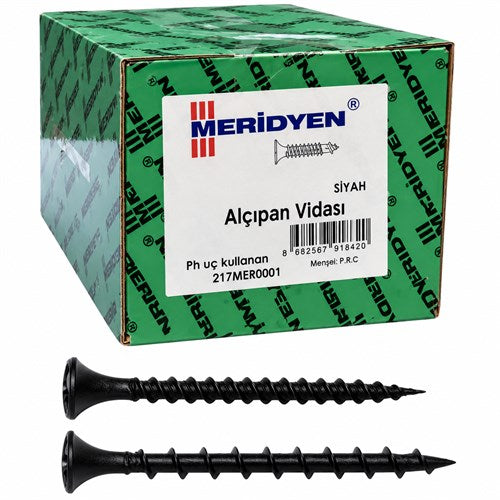 Meridyen Alçıpan Vidası Sivri Uçlu 3.5×25 mm 1000’li Paket