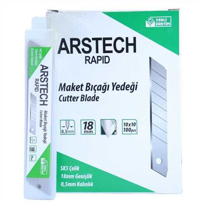 Arstech ARS100501 Yedek Maket Bıçağı 18 mm Rapid Tip 0.50 mm (1476)