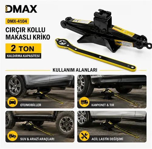Dmax DMX4104 Cırcır Kollu Makaslı Kriko 2 Ton