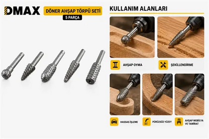 Dmax DMX4139 Döner Ahşap Törpü Seti 5 Parça