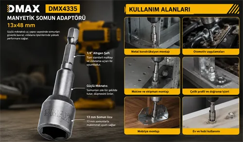 Dmax DMX4335 Manyetik Somun Adaptörü 13x48 mm