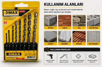 Dmax DMX4348 Beton Matkap Ucu Seti 8 Parça