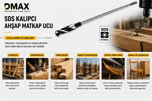 Dmax DMX4532 Sds Plus Kalıpçı Ahşap Matkap Ucu 16x500 mm