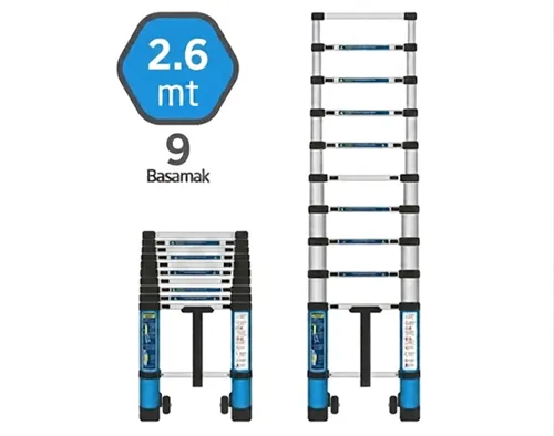 Master 504330 Teleskopik Merdiven Paslanmaz Çelik 260cm 9 Basamak