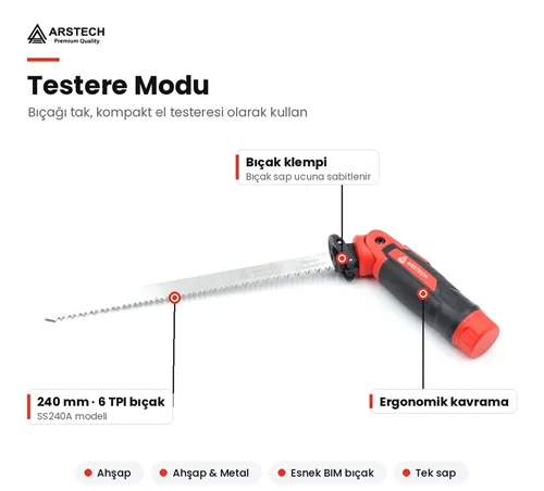 Arstech ARSMTS0001 Multi Tilki Kuyruğu Dekubaj Testere Seti 16 Parça