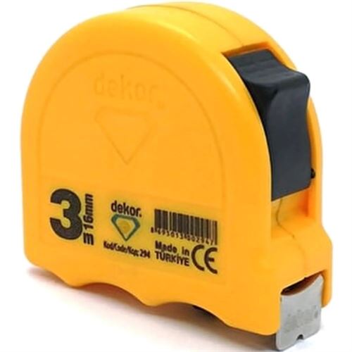Dekor 294 Şerit Metre Sarı Kasa 3 mt 16 mm