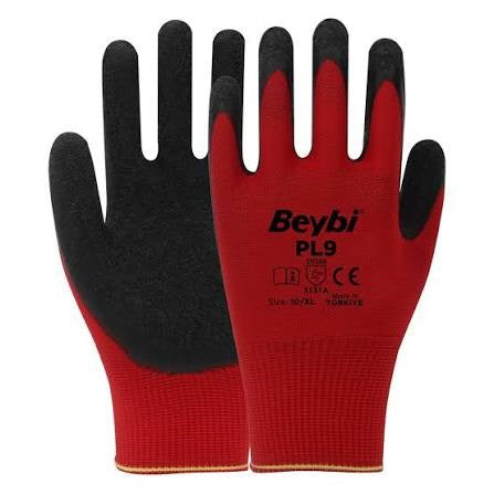 Beybi PL9 Kırmızı Polyester Örme Eldiven No:10