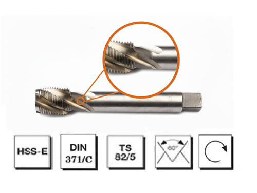 Mte HSS E DIN 371/C Metrik Hellis Makina Kılavuzu M12