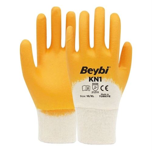Beybi KN1 Pamuklu Sarı Nitril Eldiven No:9