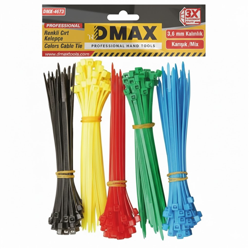 Dmax DMX4673 Renkli Cırt Kelepçe Seti 3.6 mm