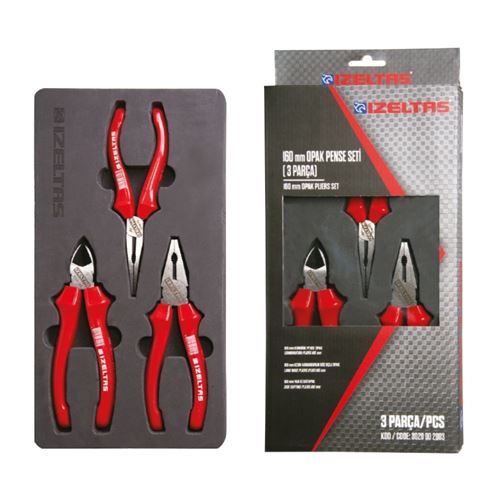 İzeltaş 3020002003 Kobine Pense Yan Keski Kargaburun Pense Seti 3 Parça