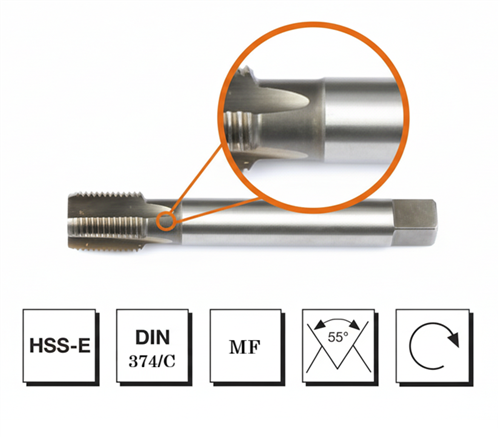 Mte HSS E DIN 374/C Metrik Makina Kılavuzu M22x1.5 H6
