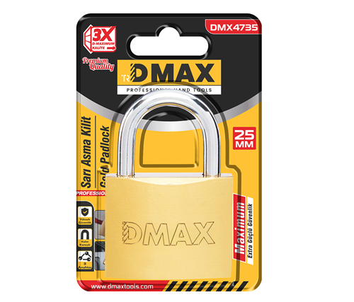 Dmax DMX4737 Blisterli Sarı Asma Kilit 38 mm