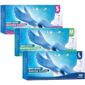HASPET MAVİ PUDRASIZ NİTRİL MUAYENE ELDİVENİ M