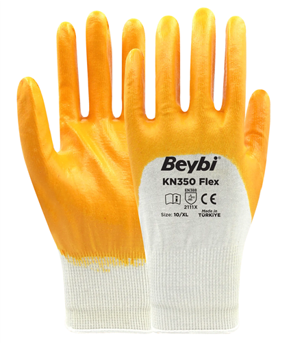 Beybi KN350 Flex Sarı Nitril Eldiven No:10