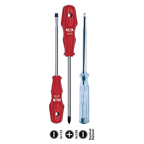 Mega Düz Yıldız Uçlu Tornavida Seti 2+1 Parça