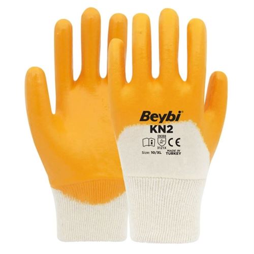 Beybi KN2 Pamuklu Sarı Nitril Eldiven No:9