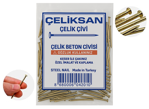 Çeliksan Sarı Kaplama Çelik Çivi 2x30 mm