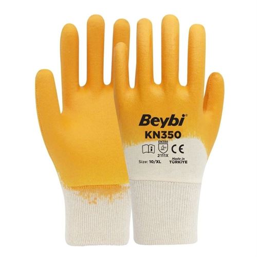 Beybi KN350 Pamuklu Sarı Nitril Eldiven No:9