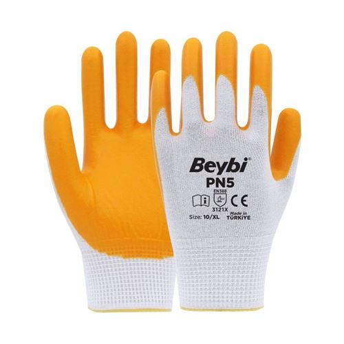 [11640] Beybi PN5 Sarı Polyester Eldiven No:9