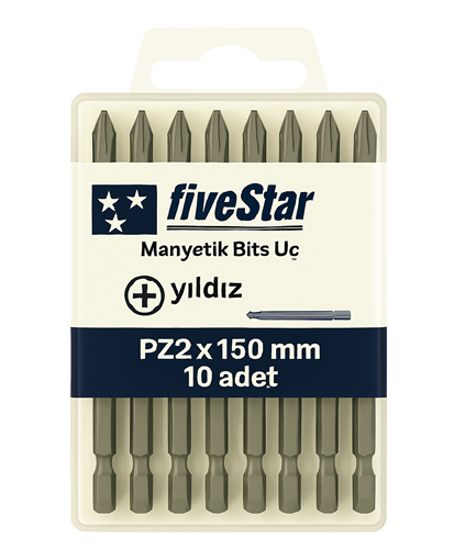 [13854] Fivestar Manyetik Yıldız Bits Ucu PZ2x150 mm