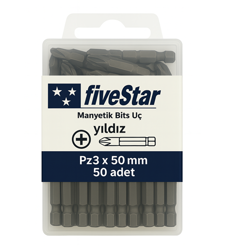 [13848] Fivestar Manyetik Yıldız Bits Ucu PZ2x50 mm