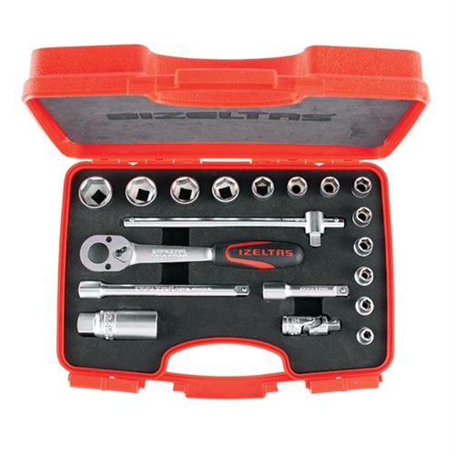 [8577] İzeltaş 1110006019 Altı Köşe Lokma Takımı 19 Parça 3/8''