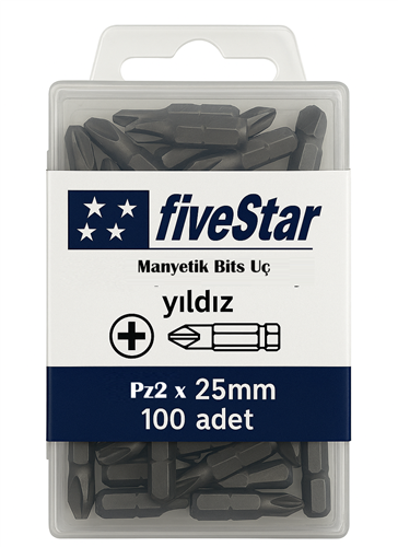 [13847] Fivestar Manyetik Yıldız Bits Ucu PZ2x25 mm