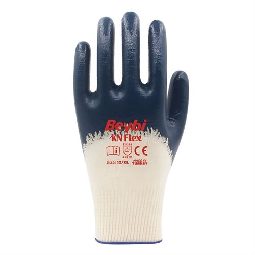[11624] Beybi KN Flex Mavi Likralı Örme İş Eldiveni No:10