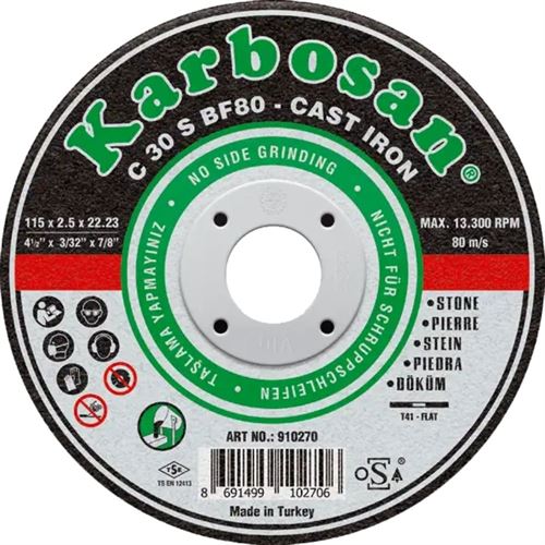 [8503] Karbosan SC  Düz Metal Kesme Taşı 115x2.5x22 mm