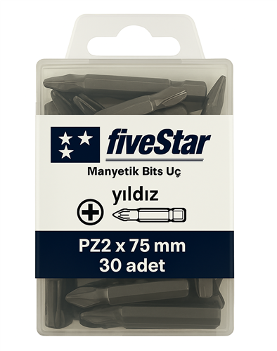 [13849] Fivestar Manyetik Yıldız Bits Ucu PZ2x75 mm