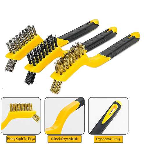 [73631] Dmax DMX4680 Çok Amaçlı Mini Tel Fırça Seti 3 Parça
