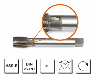 [9554] Mte HSS E DIN 371/C Metrik Makina Kılavuzu M12