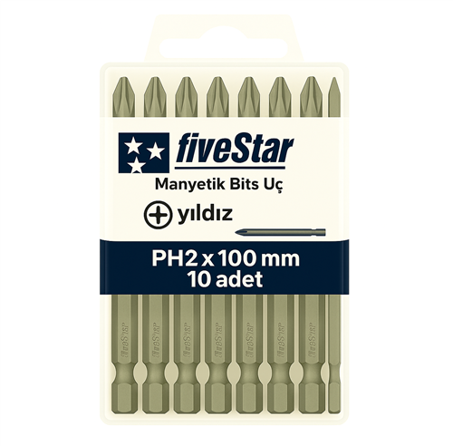 [13836] Fivestar Manyetik Yıldız Bits Ucu PH2x100 mm