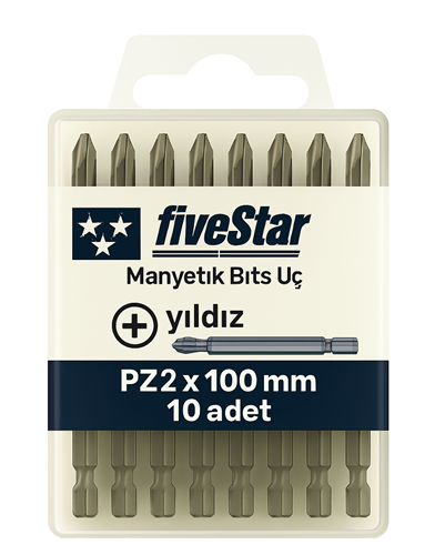 [13853] Fivestar Manyetik Yıldız Bits Ucu PZ2x100 mm