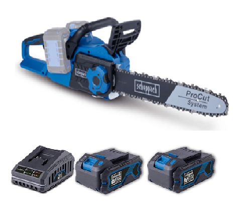 [72656] Scheppach BC-CS355 Akülü Ağaç Kesme Motoru 20V 4Ah Pala 35.6 cm Çift Akülü