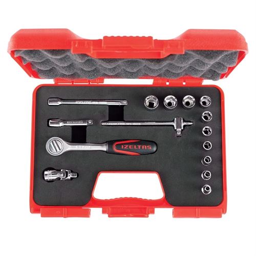 [8531] İzeltaş 1107006015 Altı Köşe Lokma Anahtar Takımı 15 Parça 1/4''