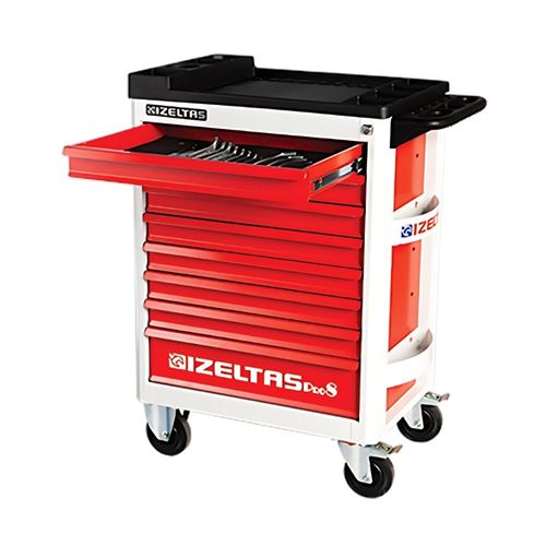 [54695] İzeltaş 8241001209 Pro Serisi Takım Dolabı 8 Çekmeceli Kırmızı 206 Parça