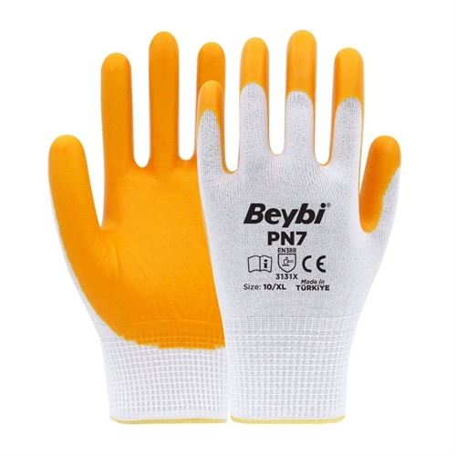 [11636] Beybi PN7 Sarı Polyester Eldiven No:10