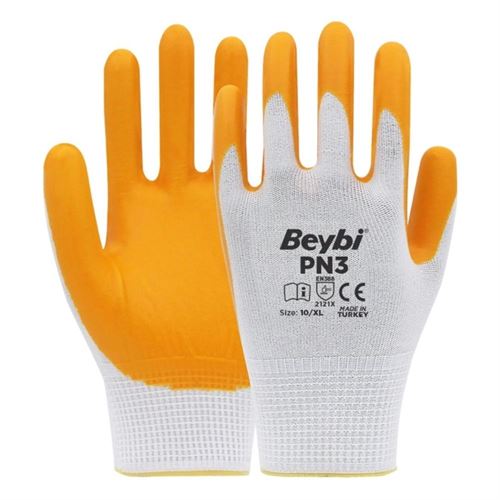 [11637] Beybi PN3 Sarı Polyester Eldiven No:10