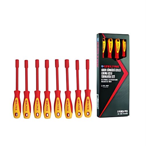 [55075] İzeltaş 4773008108 Lokma Uçlu Tornavida Seti Süngüsü İzoleli 1000V 8 Parça