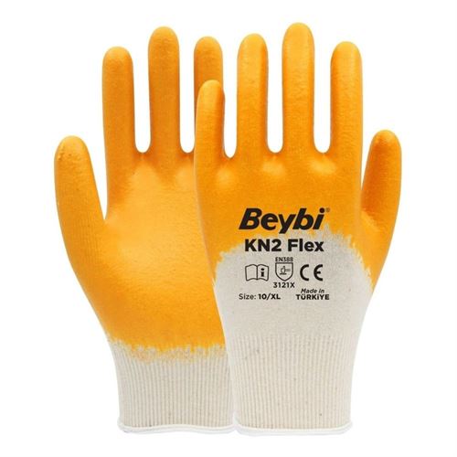 [28520] Beybi KN2 Flex Sarı Nitril İş Eldiveni No:10
